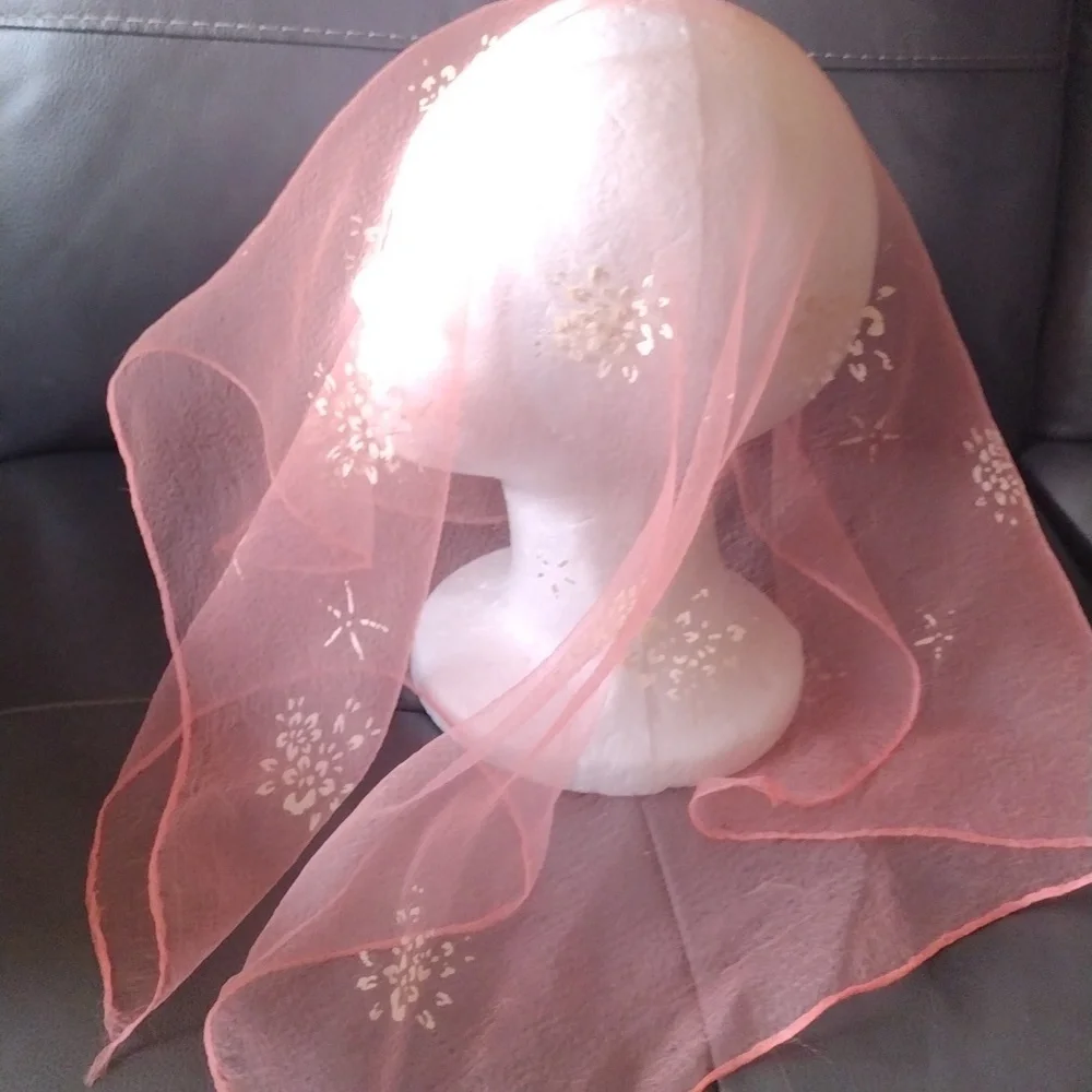 Vintage Sheer Scarf - Peach-Pink